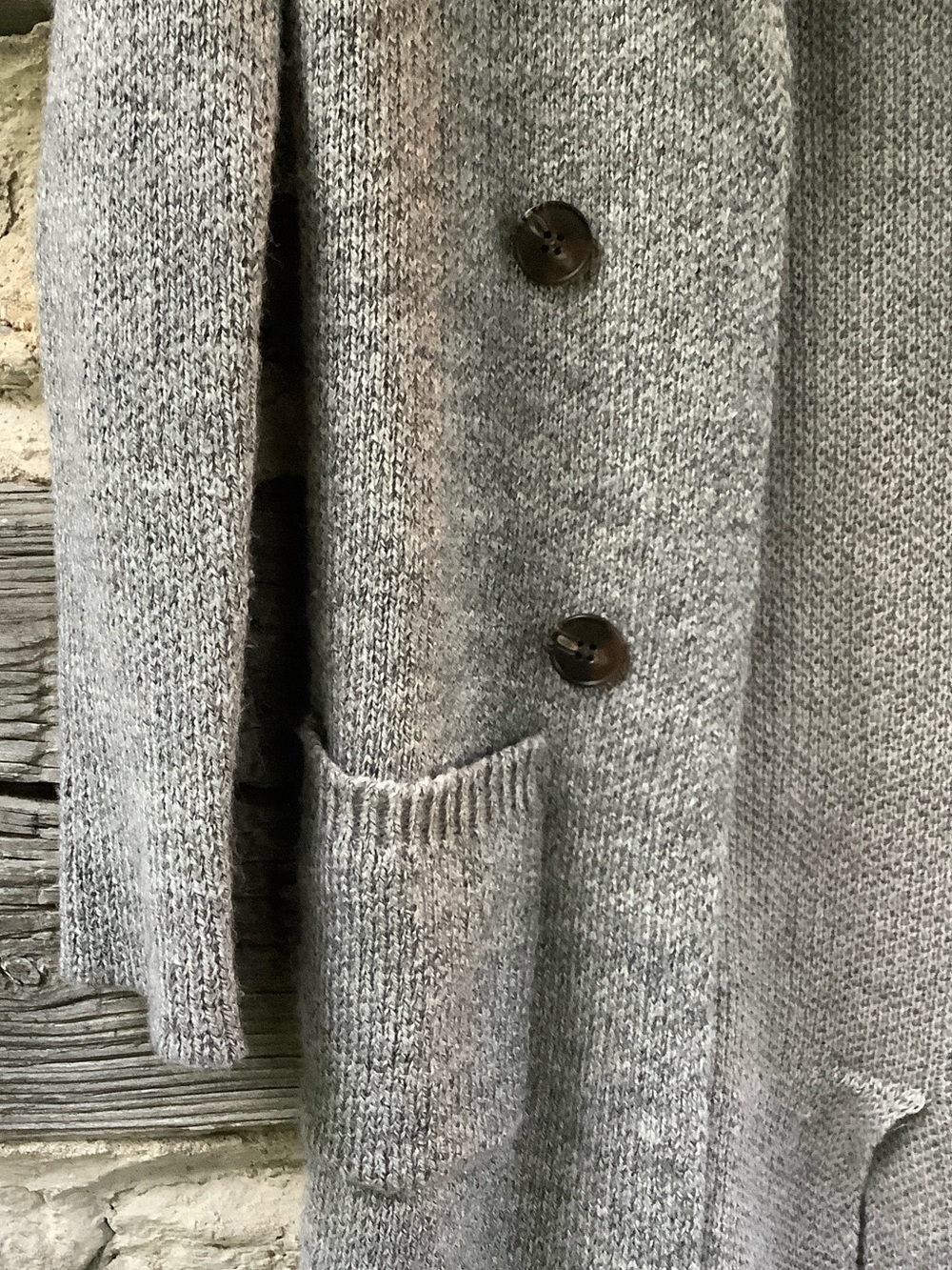 Active USA Double-Breasted Gray Knit Cardigan Coatigan - Picture 3 of 10